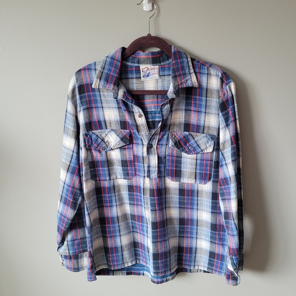 Vintage plaid blue flannel shirt - Picture 5 of 10